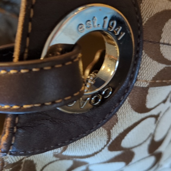 Coach Tan and Brown Signature Shoulder Bag - Picture 8 of 15